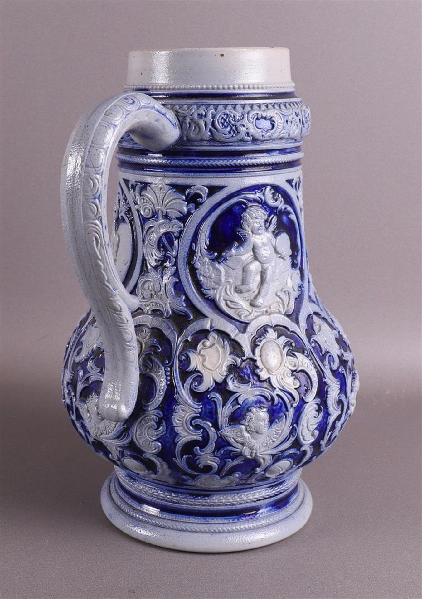 A gray stoneware jug, Germany, Westerwald, 19th century. - Image 4 of 7