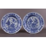 A pair of blue and white porcelain soup plates, China, Youngzheng 18th century.