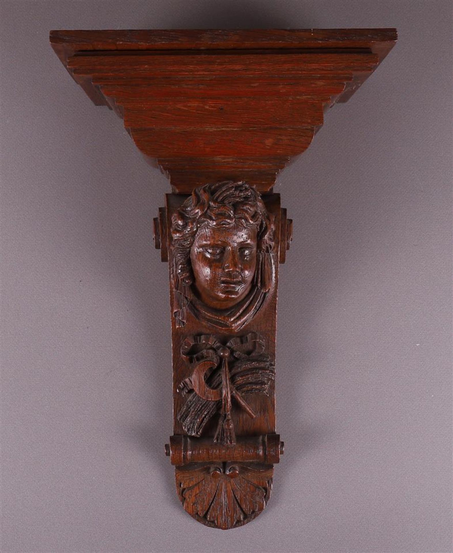 An oak wall console, 19th century.