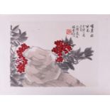 China 'Shrub with red berries', traditional Chinese Painting by Ren Bonian