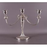 A silver plated 3-light candlestick, Empire style, 20th century.