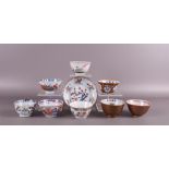 Various porcelain cups and saucers, including capucine, China, 18th century