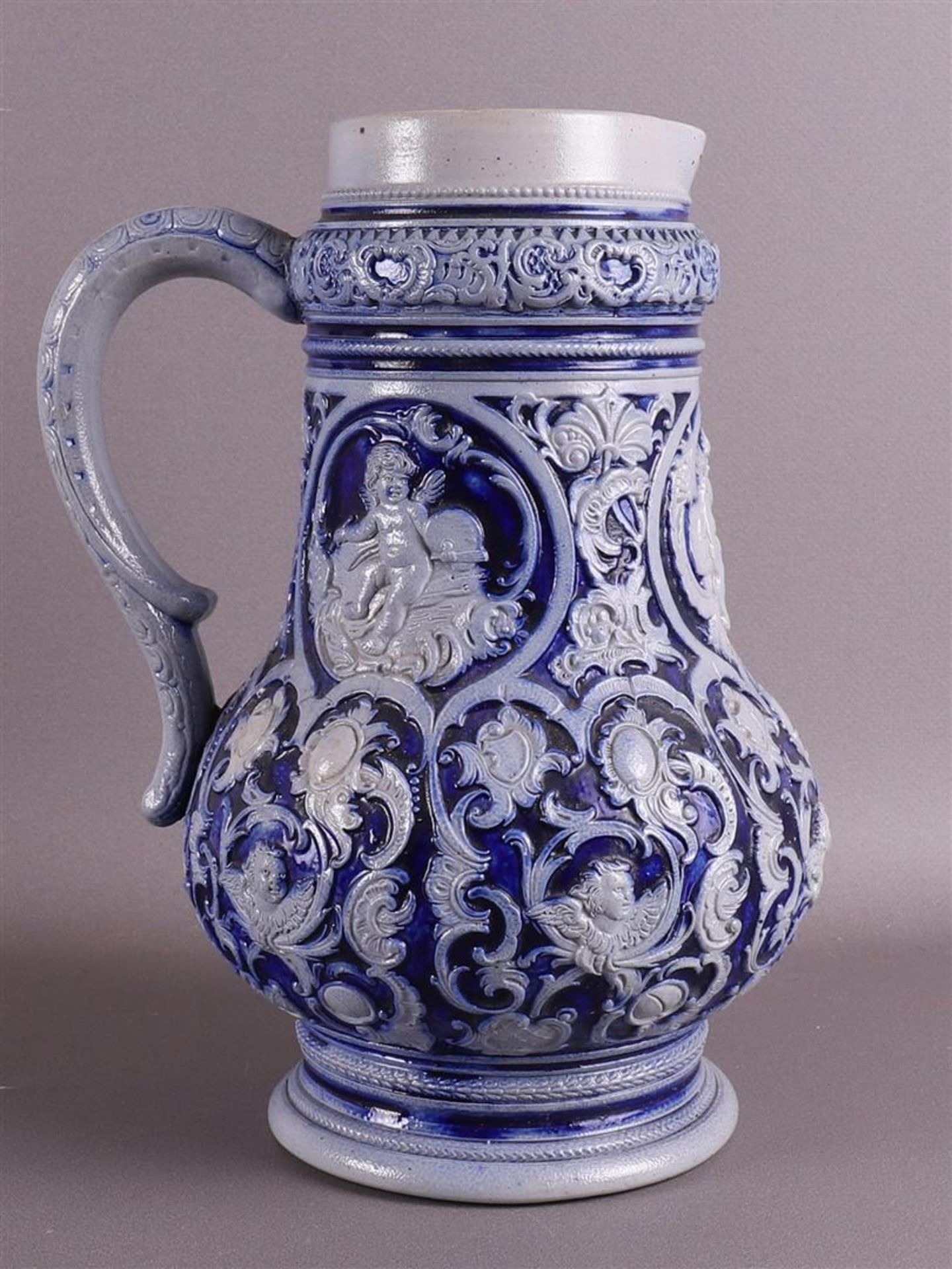 A gray stoneware jug, Germany, Westerwald, 19th century. - Image 3 of 7