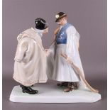 Porcelain molding of two men in Hungarian costumes, Herend, 20th century