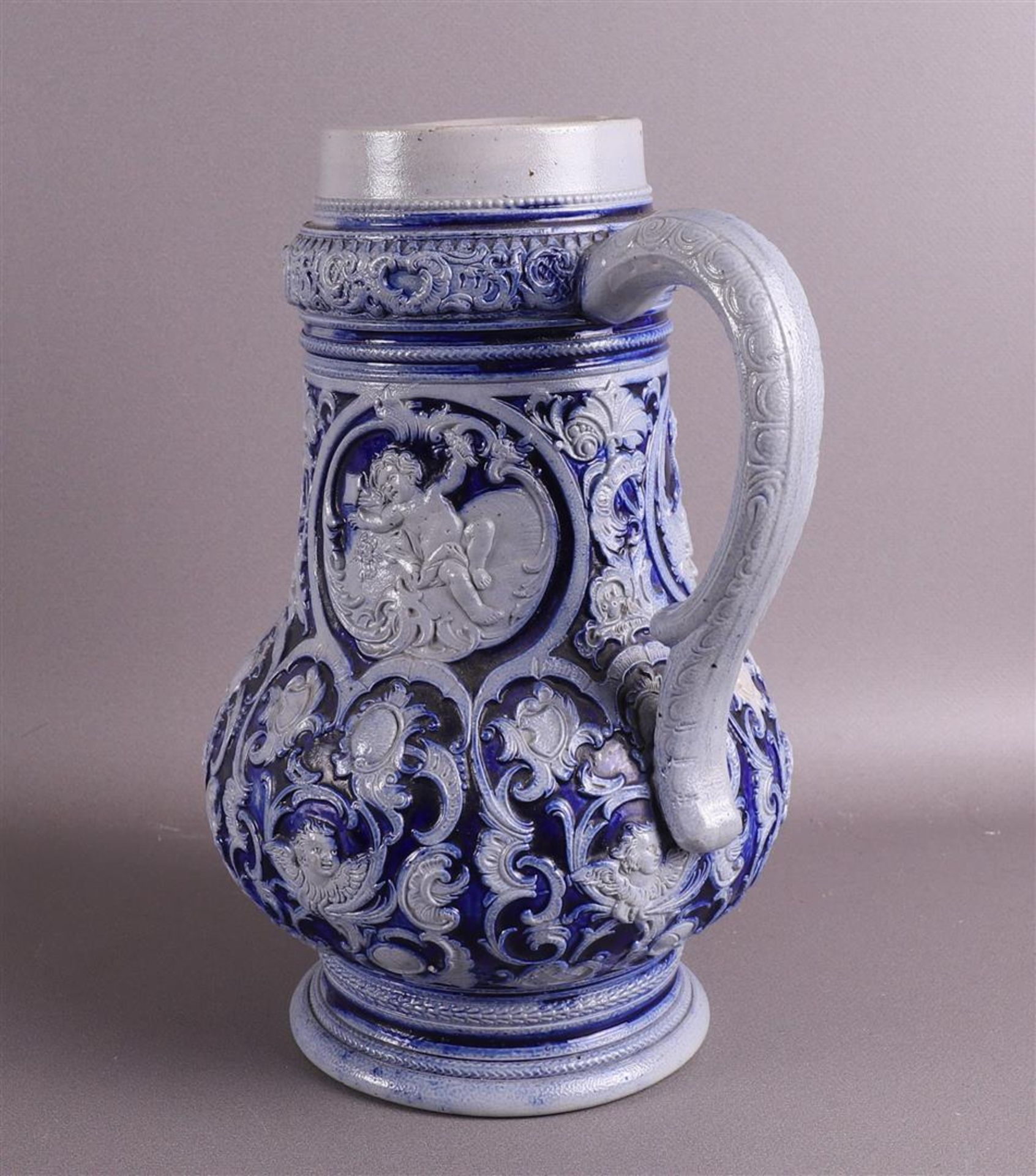 A gray stoneware jug, Germany, Westerwald, 19th century. - Image 5 of 7