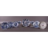 A lot of various blue/white porcelain, China, 18th century.