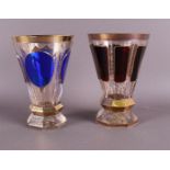 Two various conical decorative glasses, Germany, Stein Schonau, ca. 1910.