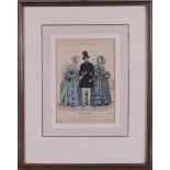 Seven various fashion prints 'Petit Courrier des Dames' in frame, France 19th ce