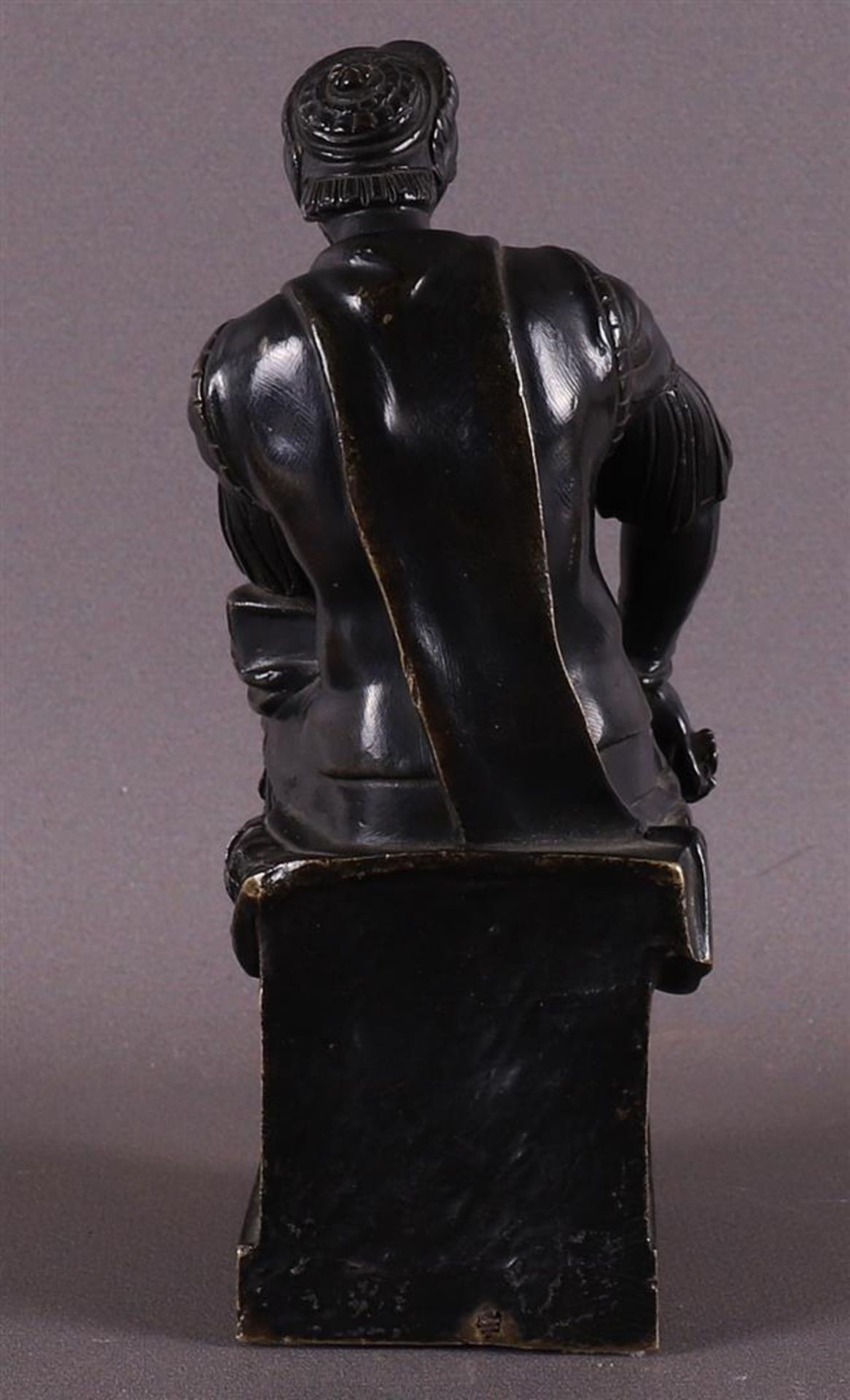 A brown patinated bronze 'Lorenzo de Medici', after Michelangelo, 19th century. - Image 4 of 4