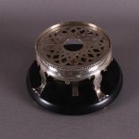 A 2nd grade 835/1000 silver tea stove on ebonised base, year 1888.