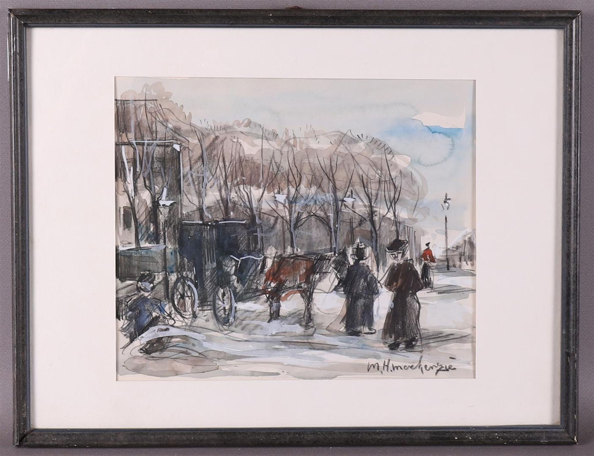 Mackenzie, Marie Henrie (Rotterdam 1878-1961) 'Winter cityscape Leidseplein