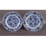 Two various blue/white porcelain plates, China, 18th century.