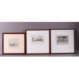 Three topographical prints in frame, 18th/19th century.