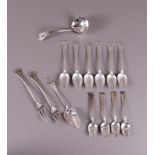 A set of six second grade 835/1000 silver Art Deco teaspoons, ca. 1920.