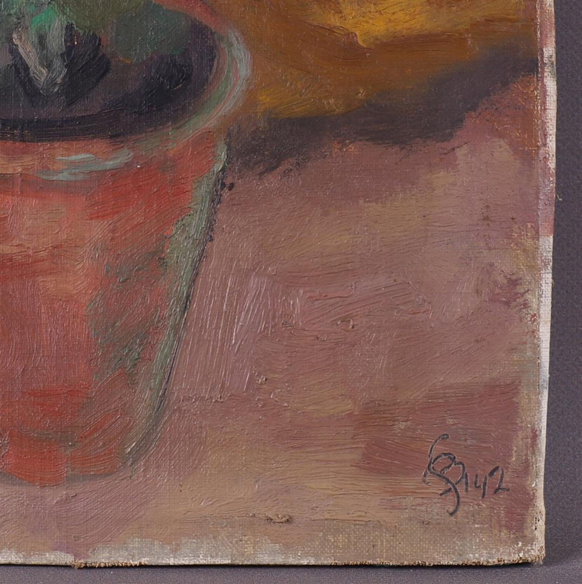 Berg van den, Sybren Ridsert (Siep) (1913-1998) 'Geraniums in stone pot' - Image 2 of 3