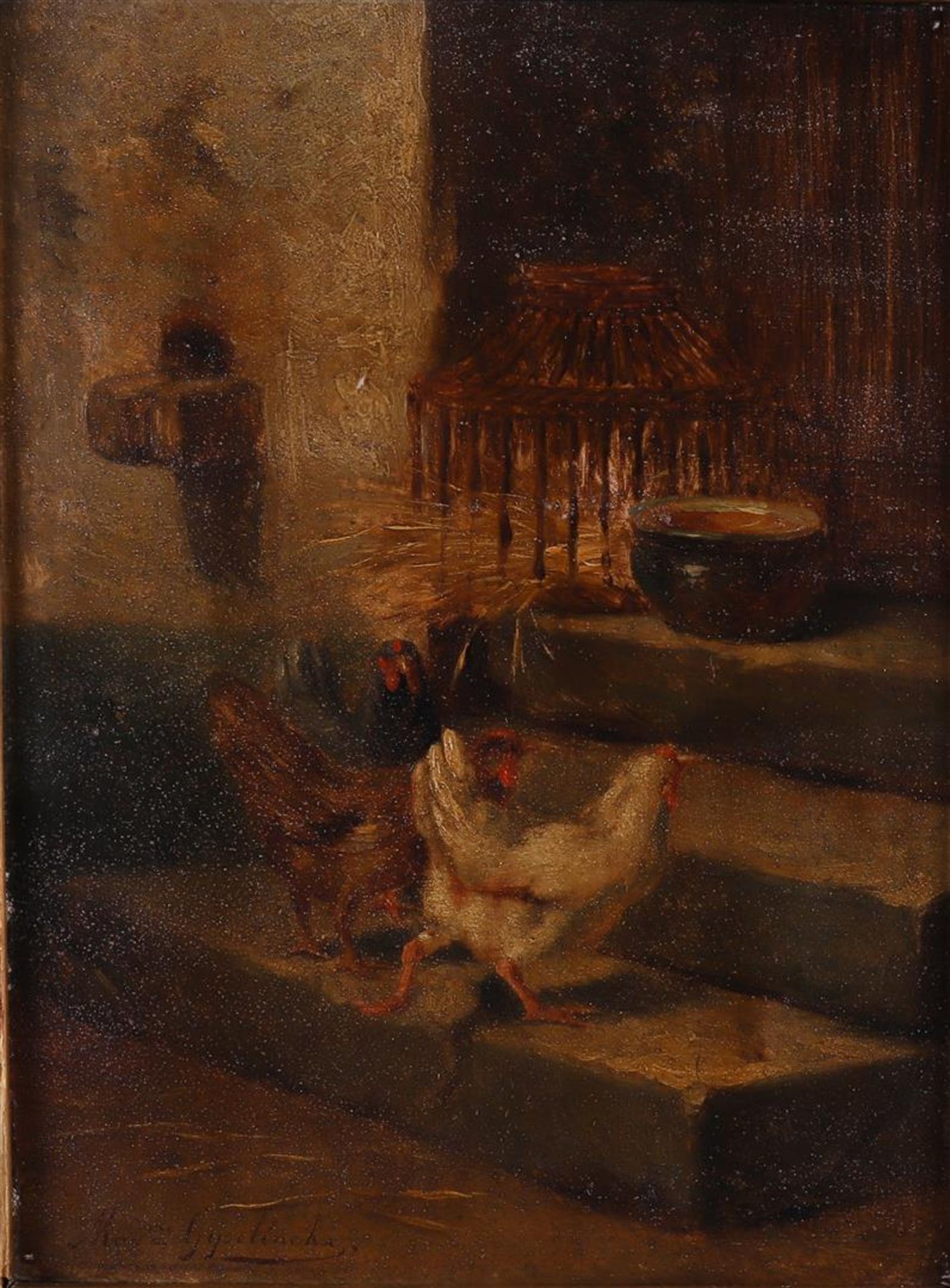 Gyselinckx, (after Joseph Gyselinkx) 'Chickens on a staircase', - Bild 2 aus 4