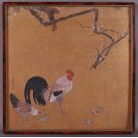 Japanese school, Marumya Okyo style (19th century) 'Rooster, hen and chicks