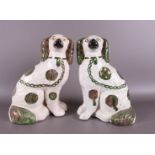 A pair of pottery dogs, England, Staffordshire, 19th century,