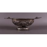 A silver Frisian brandy bowl on horizontal handles, after an antique example.