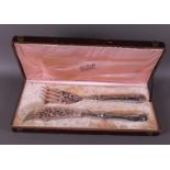 A Cailar Bayard & Cie fish cutlery in original case, France 19th century