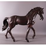 A brown patinated bronze horse, 21st century