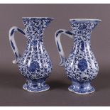 A pair of blue and white porcelain jugs, China, Kangxi, around 1700.