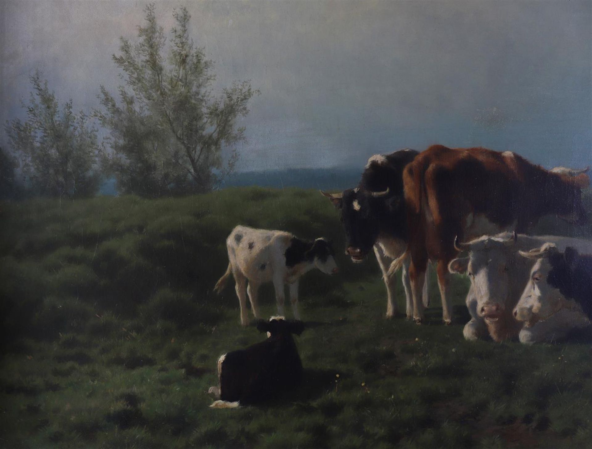 Mauve, Anthonie sr (Zaandam 1838-1888) "Cows and milkmaid in a landscape with pollard willows", - Image 11 of 18