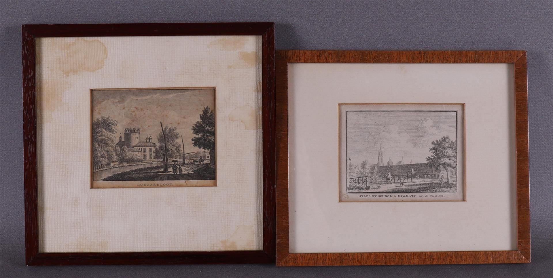 Four topographical prints in frame, including Utrecht, 18th century, tot. 4x.