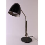 A black and chrome metal vintage design table lamp, ca. 1930, h 60 cm.