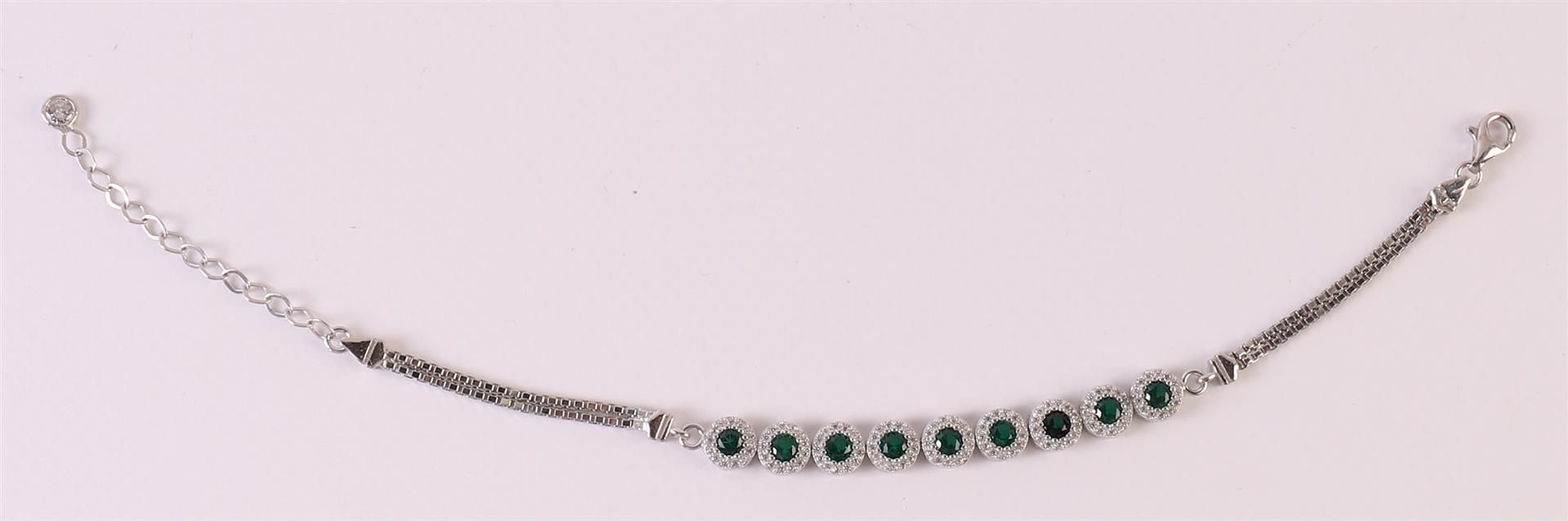 A 1st grade 925/1000 silver bracelet with facet cut green stones and zirconias. - Image 3 of 3