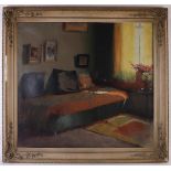 Keith, Castle (1863-1927) "Bedroom interior", signed in full lower left, oil paint/canvas, h 75 x