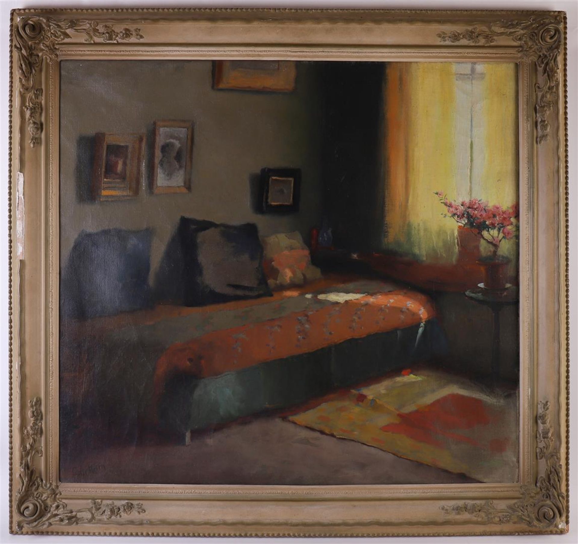 Keith, Castle (1863-1927) "Bedroom interior", signed in full lower left, oil paint/canvas, h 75 x