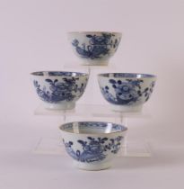 Four blue/white porcelain bowls, China, Kangxi, around 1700. Blue underglaze floral decor, marked