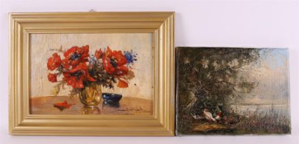 A lot of various oil paintings in a frame. Here are two without frames, up to. 8x.