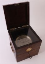 A naval chronometer in mahogany case, England around 1900. Marked: CharlesFrodsham 84 Strand London,