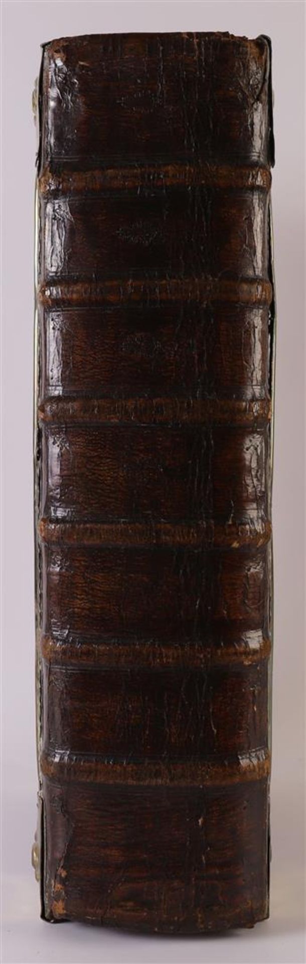 A State Bible in original brown leather binding with brass fittings and clasps, heirs Paulus Aertsz. - Image 3 of 12