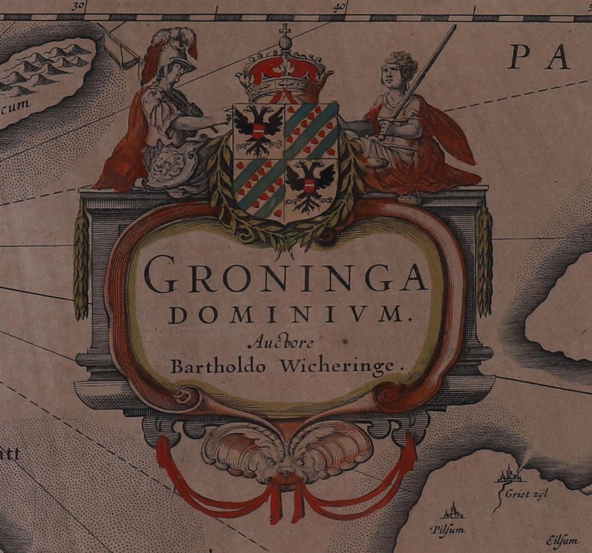 Topography. "Groninga Dominium. Auctore Bartholdo Wicheringe", Blaeu, Willem, ca. 1640-1680. Hand - Bild 2 aus 3