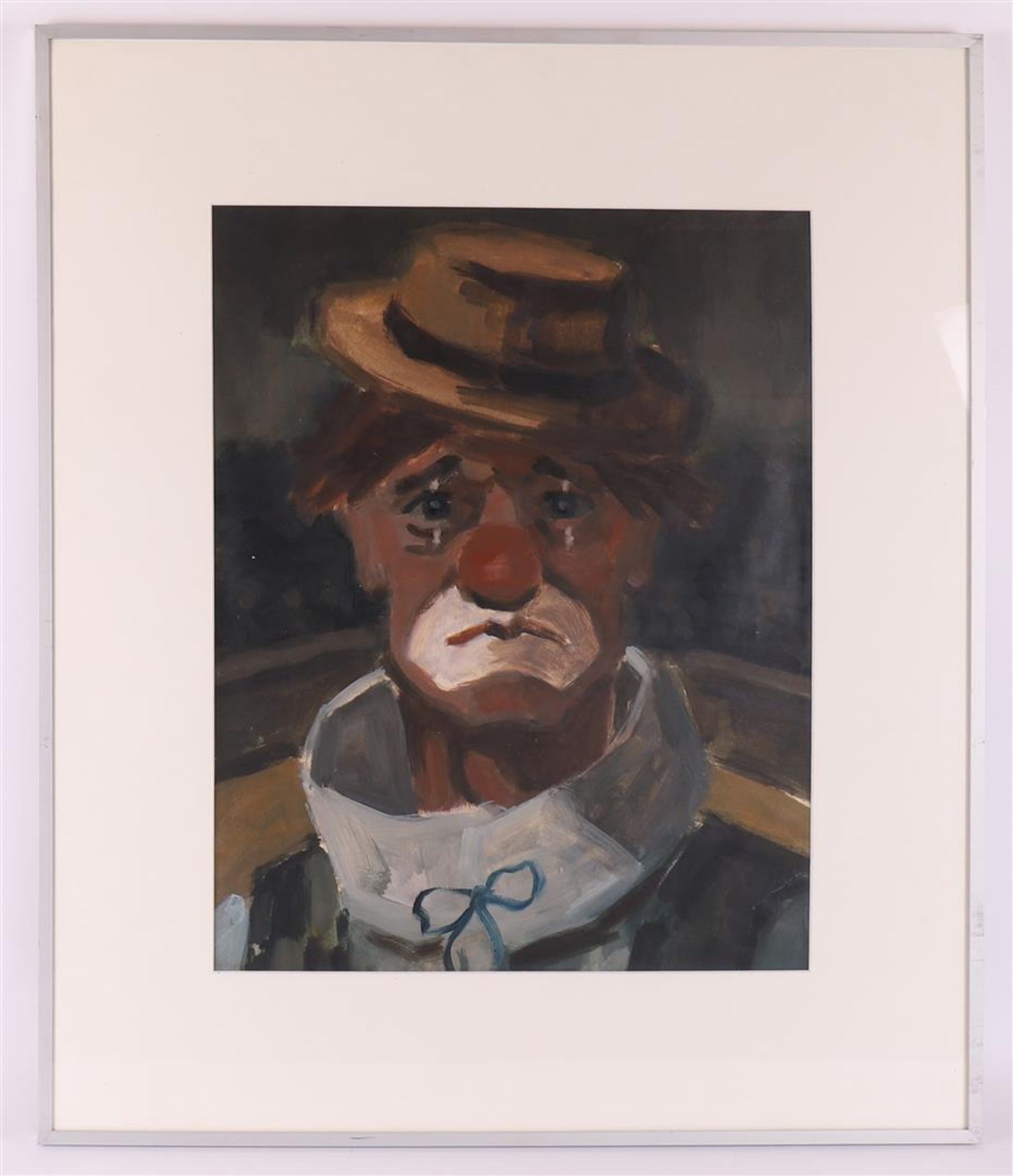 Klompien, Marten (1916-1996) "Portrait of a clown", signed upper right and '55, gouache/paper, h