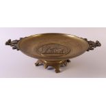 A brown patinated round bronze tazza with horizontal handles, France, ca. 1890. Execution: Emile