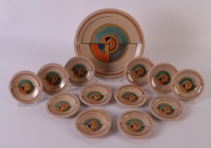An earthenware pastry set, Velsen Kennemerland, ca. 1930. Attributed to C.J. Gellings, polychrome