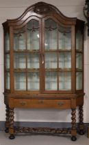 A two-door display cabinet, Holland, Louis Seize, 18th century. Oak wood, profiled hood, diamond