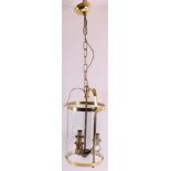 A cylindrical glass hall lamp in a brass frame, after an antique example, France, 2nd half of the