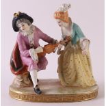 A polychrome porcelain young woman and man, Germany, Meissen, 19th century, h 12.5 x w 12.5 x d 8