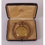 An Anker men's vest pocket watch in 14 kt 585/1000 gold casing, on ditto gold necklace, around 1900,
