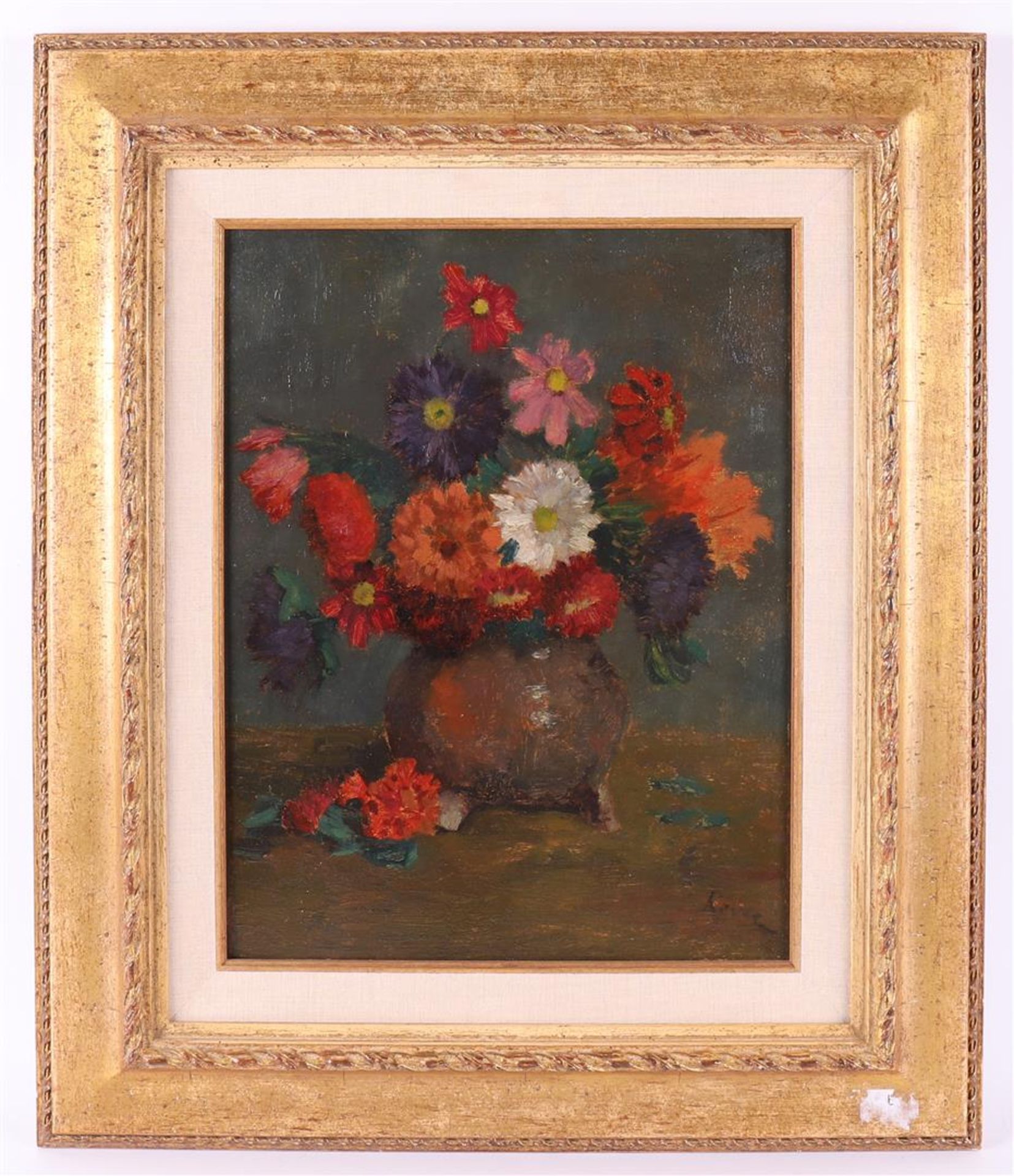 Kever, Jacob Simon Hendrik (Amsterdam 1854-1922) "Flower still life of flowers in a vase", signed in