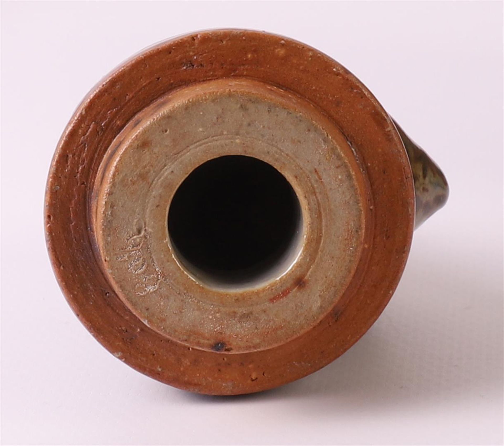 A brown glazed stoneware incense burner, Denmark, Royal Copenhagen, 20th century, h 17 cm. Here is a - Image 7 of 8