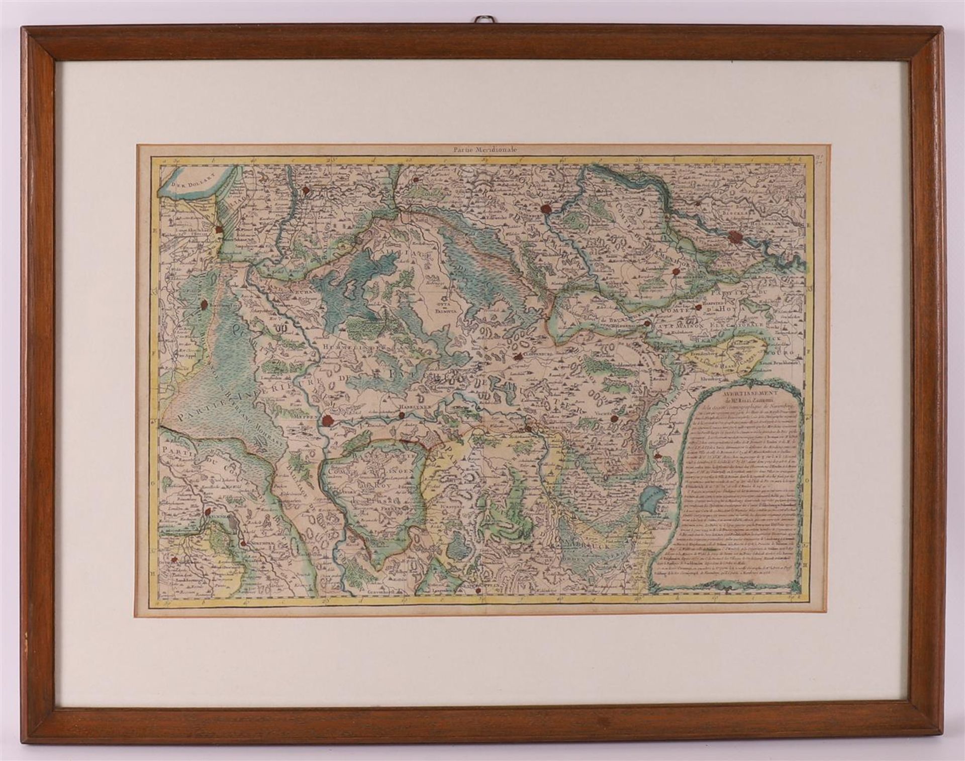 Topography. Map of Germany, avertissement by Mr. Rizzi Zannoni, 18th century, h 25 x w 38 cm.
