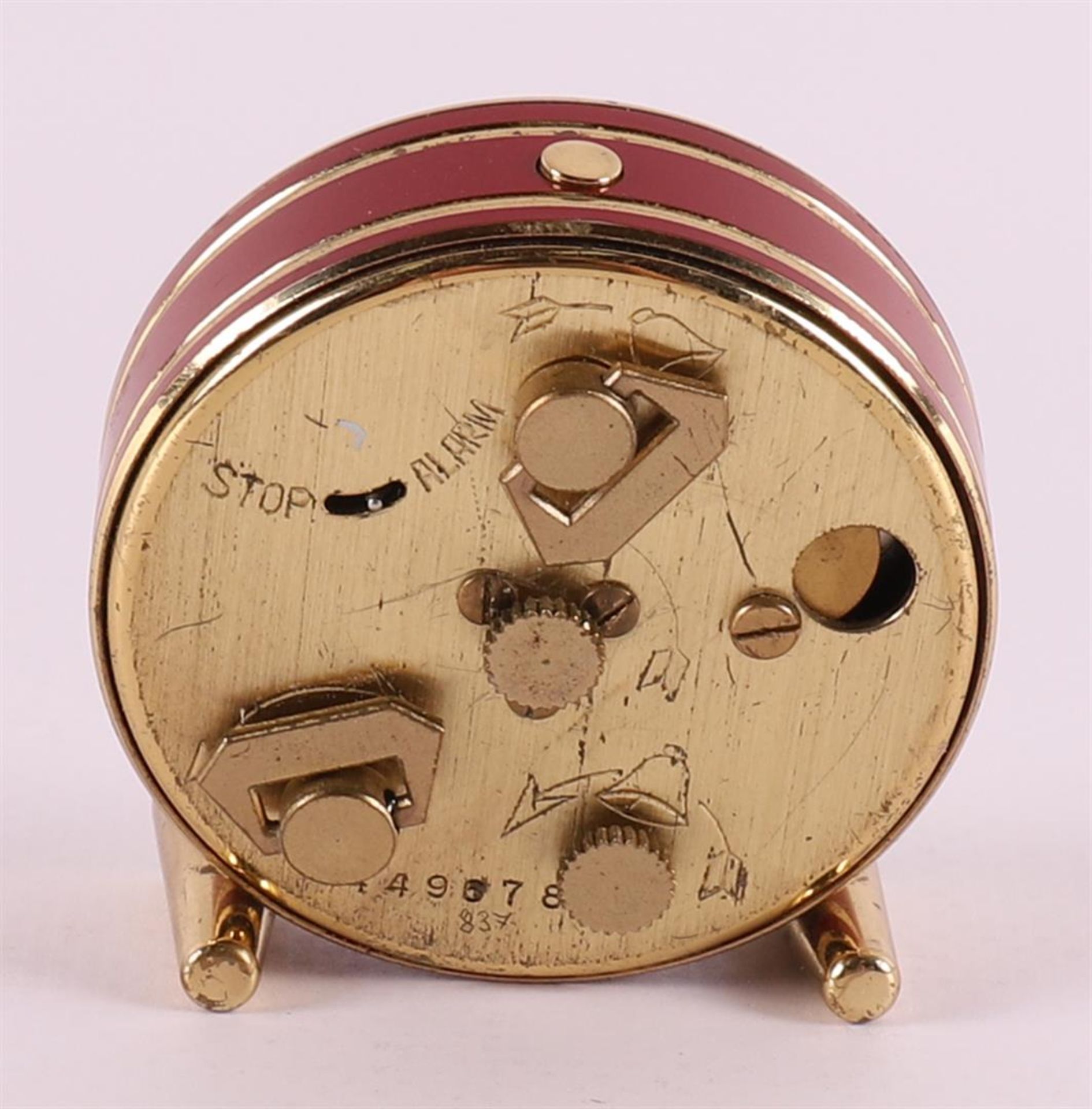 A vintage Looping travel clock in original case, marked: Looping 15-jewels, Swiss made, number - Image 3 of 4