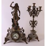 A bronzed composite metal mantel clock "Volubilis", on marble base, France late 19th century, h54