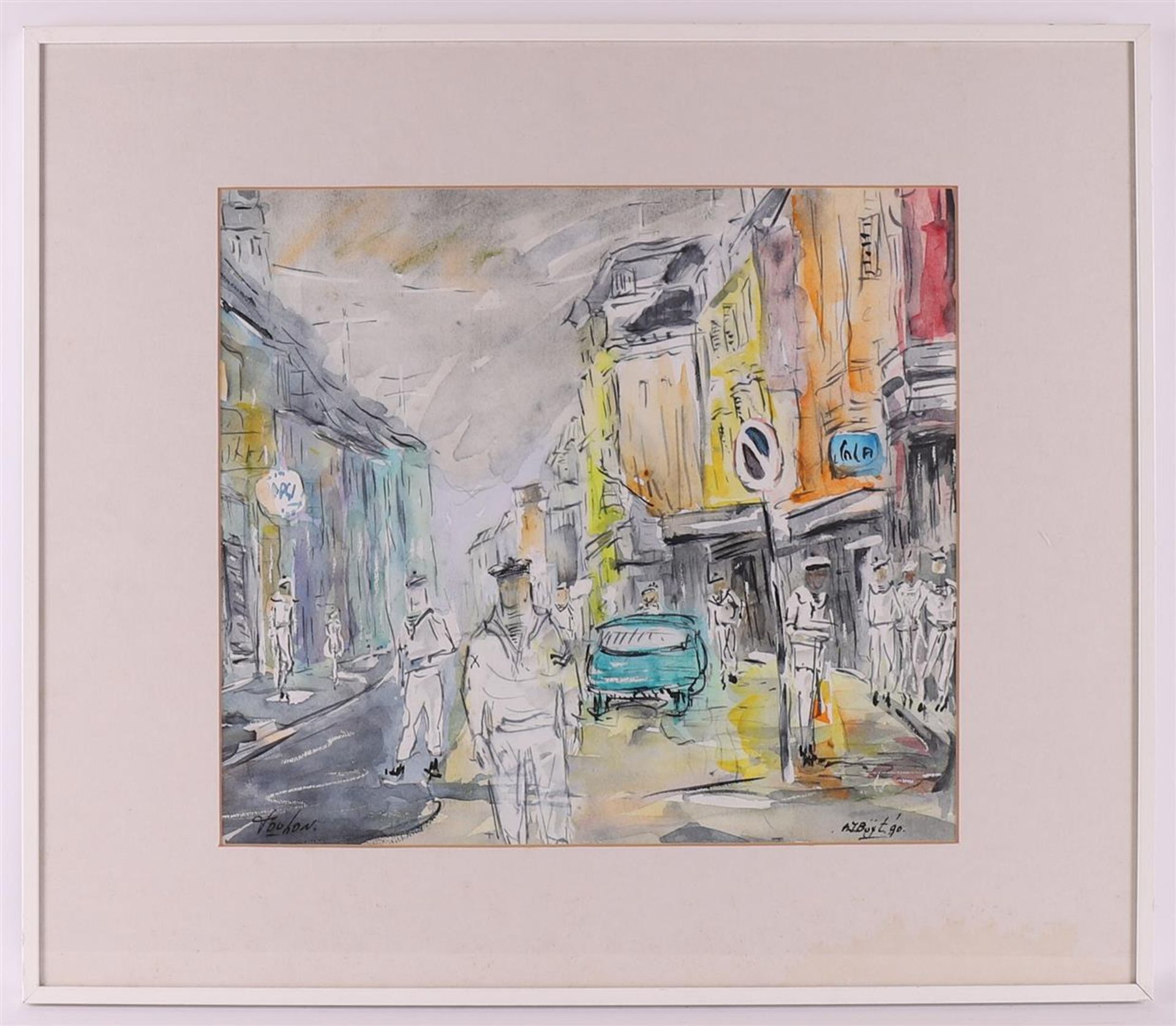 Buijt, A.J. (Dutch school 20th century) "Toulon", signed in full right and '90, watercolor/paper,